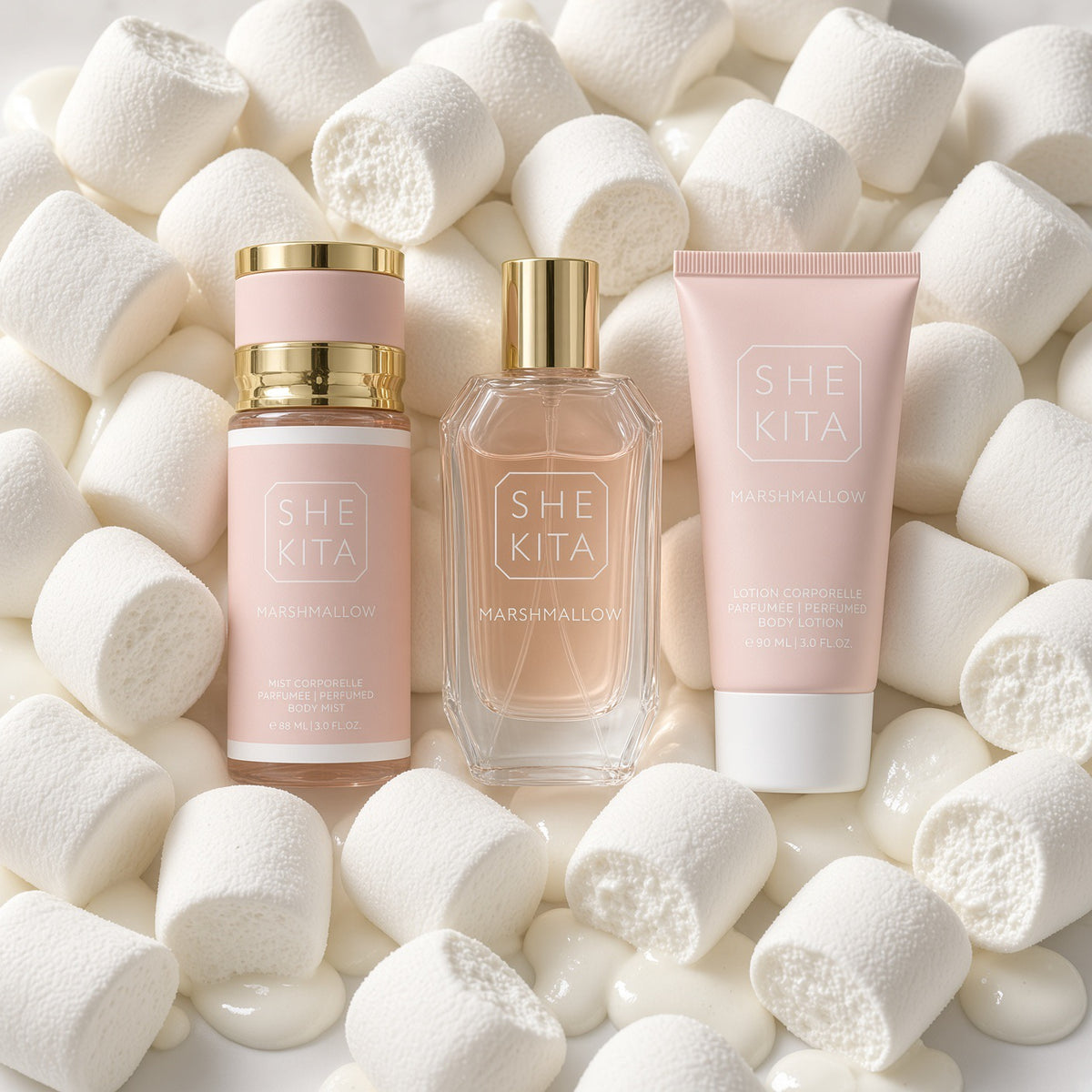 Coffret Parfum Marshmallow She Kita – Parfum 50 ml + Brume 88 ml + Crème 90 ml