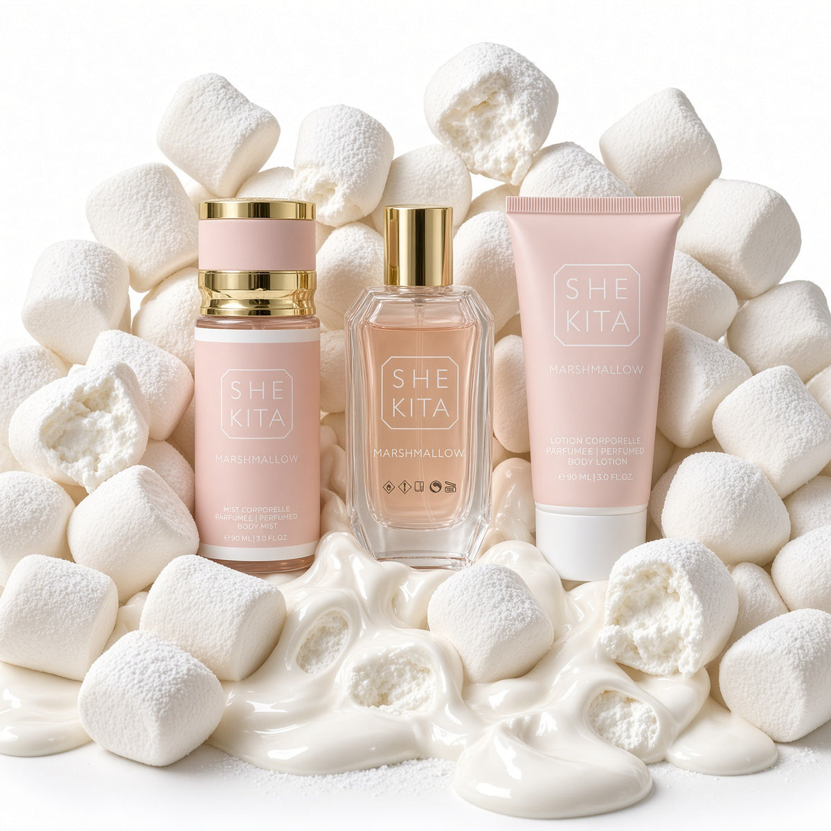 Coffret Parfum Marshmallow She Kita – Parfum 50 ml + Brume 88 ml + Crème 90 ml